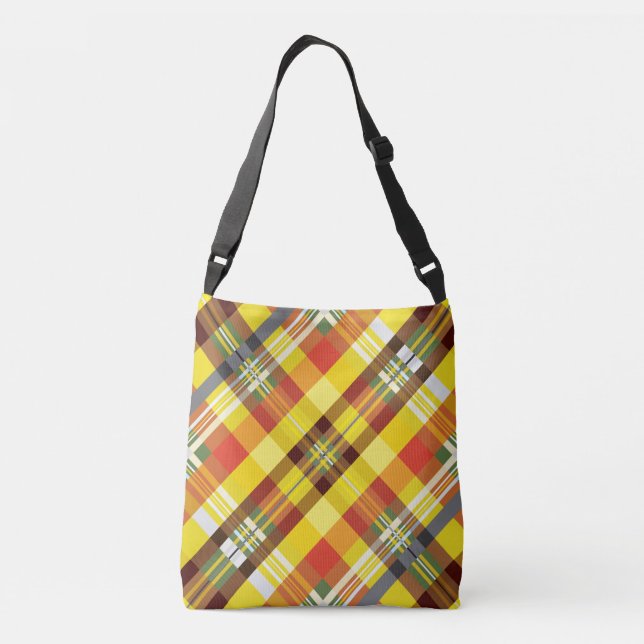 Plaid / Tartan - Sunflower - Crossbody Bag (Back)