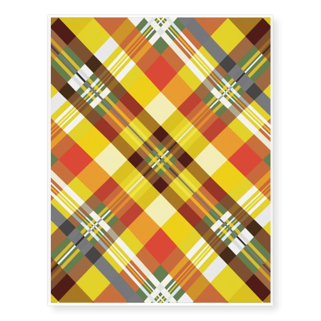 Plaid / Tartan - Sunflower - Temporary Tattoos (Front)