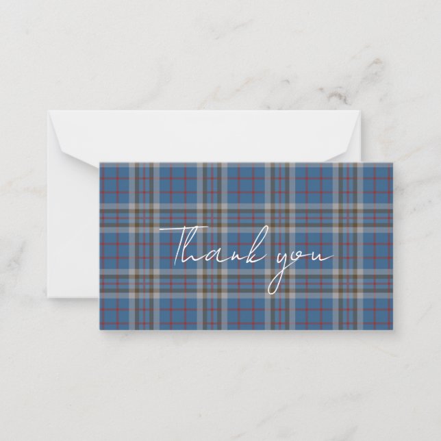 Plaid Tartan Thompson Rustic Thank You Note Card (Front)