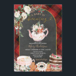 Plaid Tea Party Baby Is Brewing Winter Baby Shower Invitation<br><div class="desc">EDITABLE Plaid Tea Party Baby Is Brewing Winter Baby Shower Invitation
Elegant Chalkboard White Floral Christmas Baby Shower Party
Red & Black Plaid Teapot Cakes Baby Shower Invite</div>
