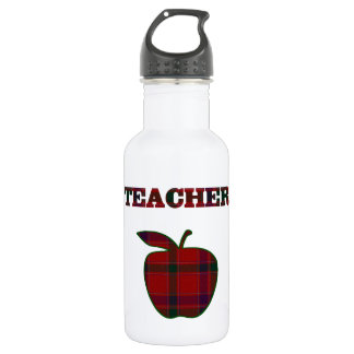 Plaid Teacher's Apple Stainless Steel Water Bottle