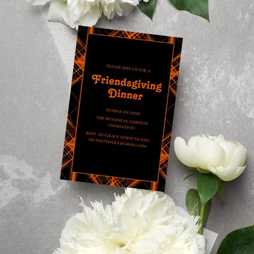 plaid teracotta tones  Friendsgiving  Invitation