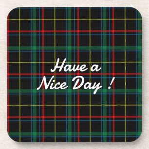 Plaid Texture with Black Background-25774 Beverage Coaster
