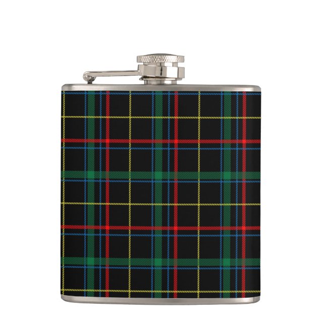 Plaid Texture with Black Background-25774 Flask (Front)
