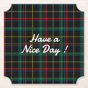 Plaid Texture with Black Background-25774 Paper Coaster