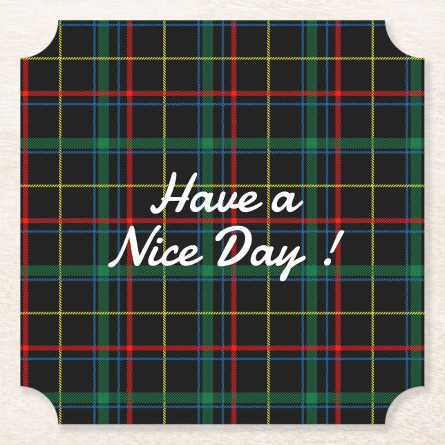 Plaid Texture with Black Background-25774 Paper Coaster (Front)