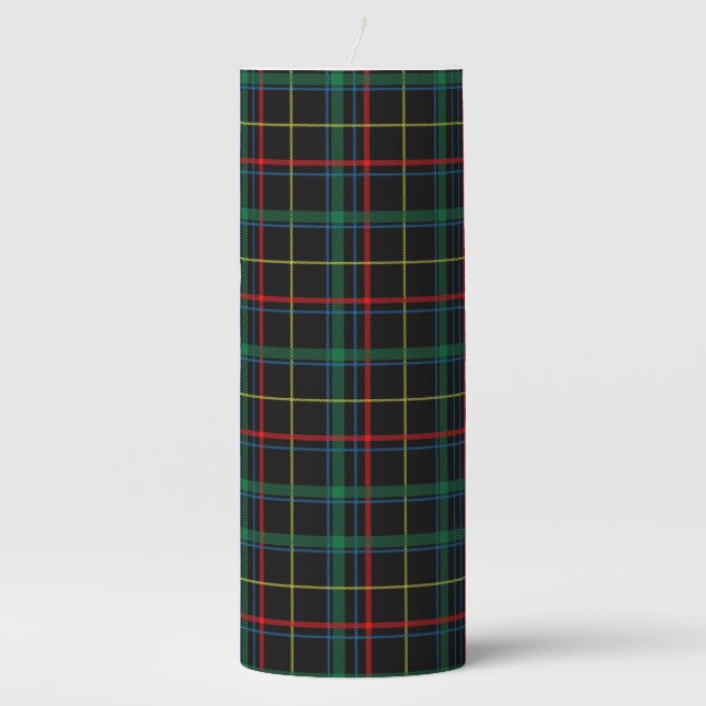 Plaid Texture with Black Background-25774 Pillar Candle (Front)