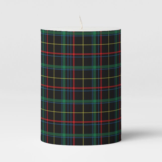 Plaid Texture with Black Background-25774 Pillar Candle (Front)