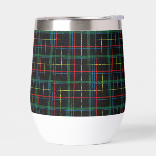 Plaid Texture with Black Background-25774 Thermal Wine Tumbler