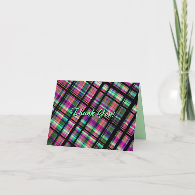 Plaid "Thank You!" Note Cards (Front)