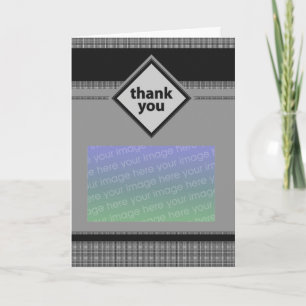plaid thank you photo card