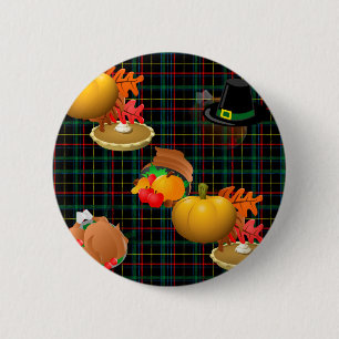 plaid thanksgiving pinback button