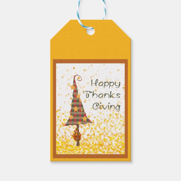 Plaid Thanksgiving Tree With Gold Stars Gift Tags