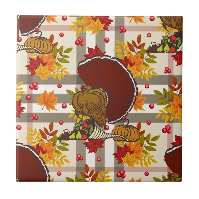 plaid thanksgiving turkey tile (Front)