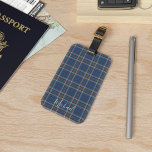Plaid Thompson Clan Blue Grey Check Custom Tartan Luggage Tag<br><div class="desc">Cute plaid clan Thompson tartan pattern luggage tag. Perfect for tagging that luggage when going away. Add a name by clicking the "Personalize" button.</div>
