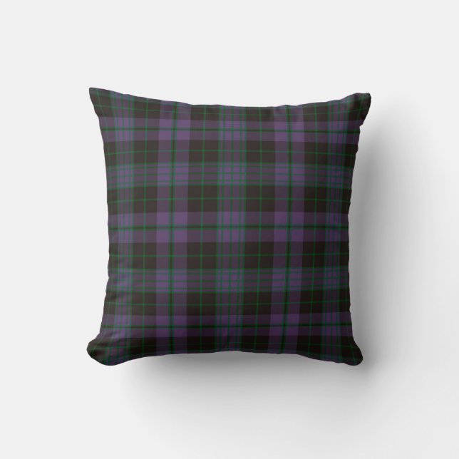 Plaid Throw Pillow Clergy Green Tartan Pillow (Front)