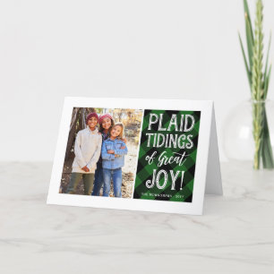Plaid Tidings Green Photo Holiday Card