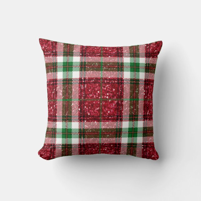 Plaid Tidings Throw Pillow (Front)
