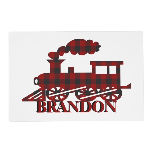 Plaid train personalized  placemat (Front)
