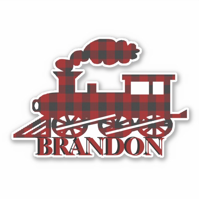 Plaid train personalized sticker (Front)