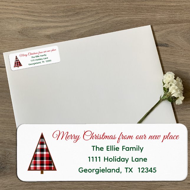 Plaid Tree Change of Address Return Address Label (Creator Uploaded)