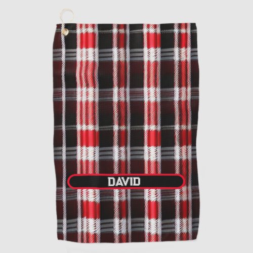 Plaid Trendy Abstract Red Black Collection Golf Towel