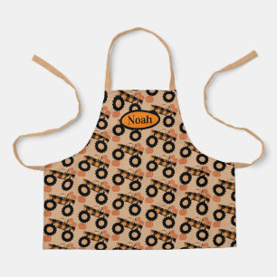 Plaid Truck And Pumpkins All-Over Print Apron