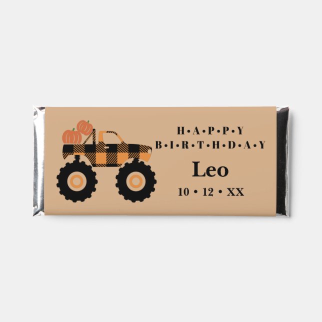 Plaid Truck And Pumpkins Hershey's Chocolate Bars  (Front)