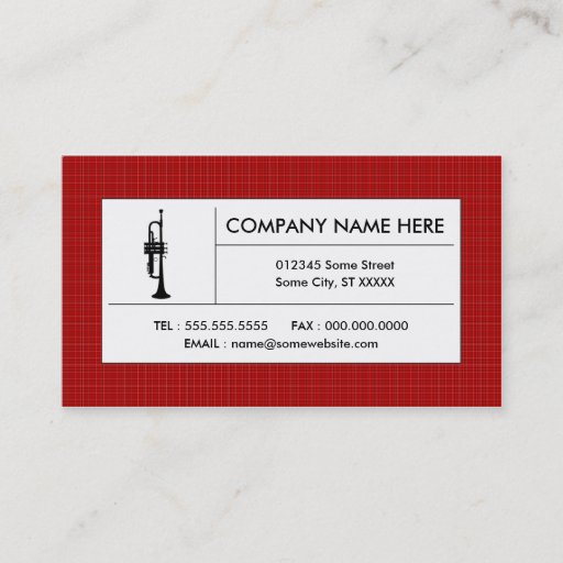 Customizable plaid trumpet business cards