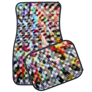 Plaid twisted under colored spots, scandalous  sta car floor mat