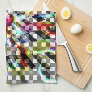 Plaid twisted under colored spots, scandalous  sta kitchen towel