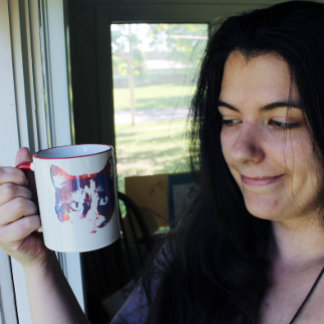 Plaid vintage kitty mug