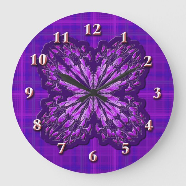 Plaid Wall Clock (Purple) (Front)