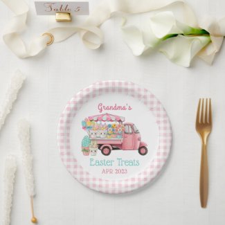 Plaid Watercolor Floral Market Truck Easter