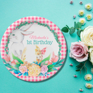 Plaid Watercolor Floral Wreath Easter