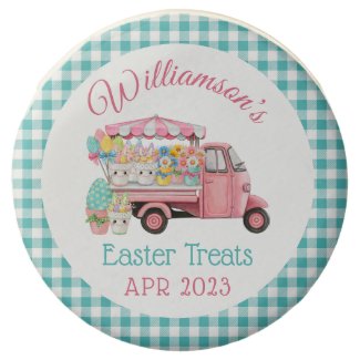 Plaid Watercolor Spring Floral Market Truck Easter