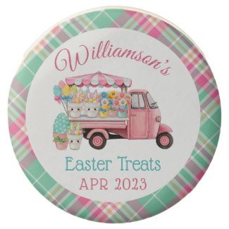 Plaid Watercolor Spring Floral Market Truck Easter