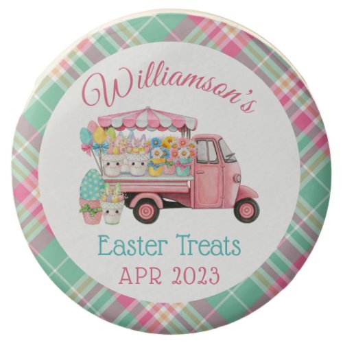 Plaid Watercolor Spring Floral Market Truck Easter Chocolate Covered Oreo
