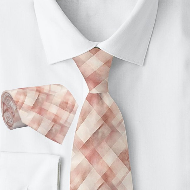Plaid Weave Peach Pink Spring Neck Tie (Creator Uploaded)