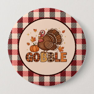 Plaid & Whimsy – Festive Thanksgiving Turkey Button