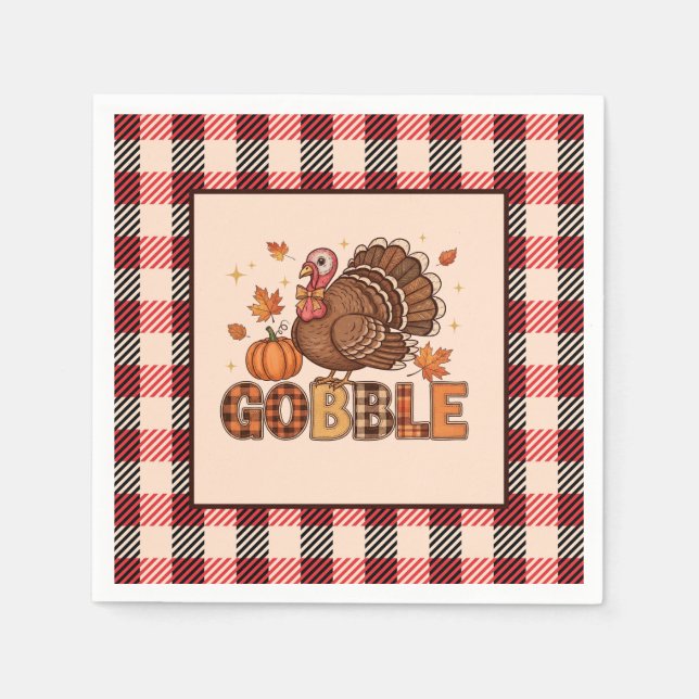 Plaid & Whimsy – Festive Thanksgiving Turkey Napkins (Front)