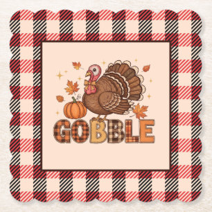 Plaid & Whimsy – Festive Thanksgiving Turkey Paper Coaster