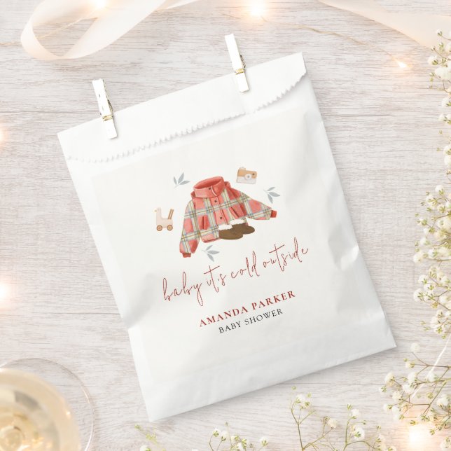 Plaid Winter Clothes Baby Shower  Favor Bag (Clipped)
