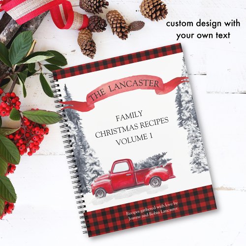 Plaid Winter Forest and Vintage Truck Recipe Notebook