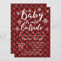 Plaid Winter Snowflake Baby Shower Invitations