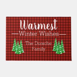 Plaid Winter Wishes Doormat
