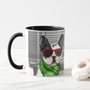 Plaid with a Boston Terrier Christmas Dog Mug