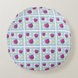 Plaid with Cherry Print Throw Pillow