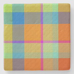 Plaid With Design Stone Coaster