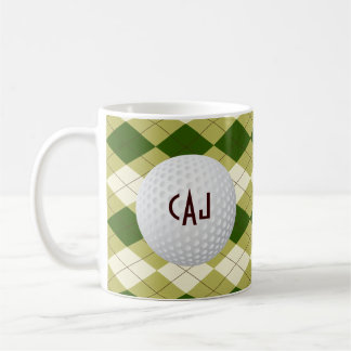 Plaid with Golf Ball, Personalized Coffee Mug